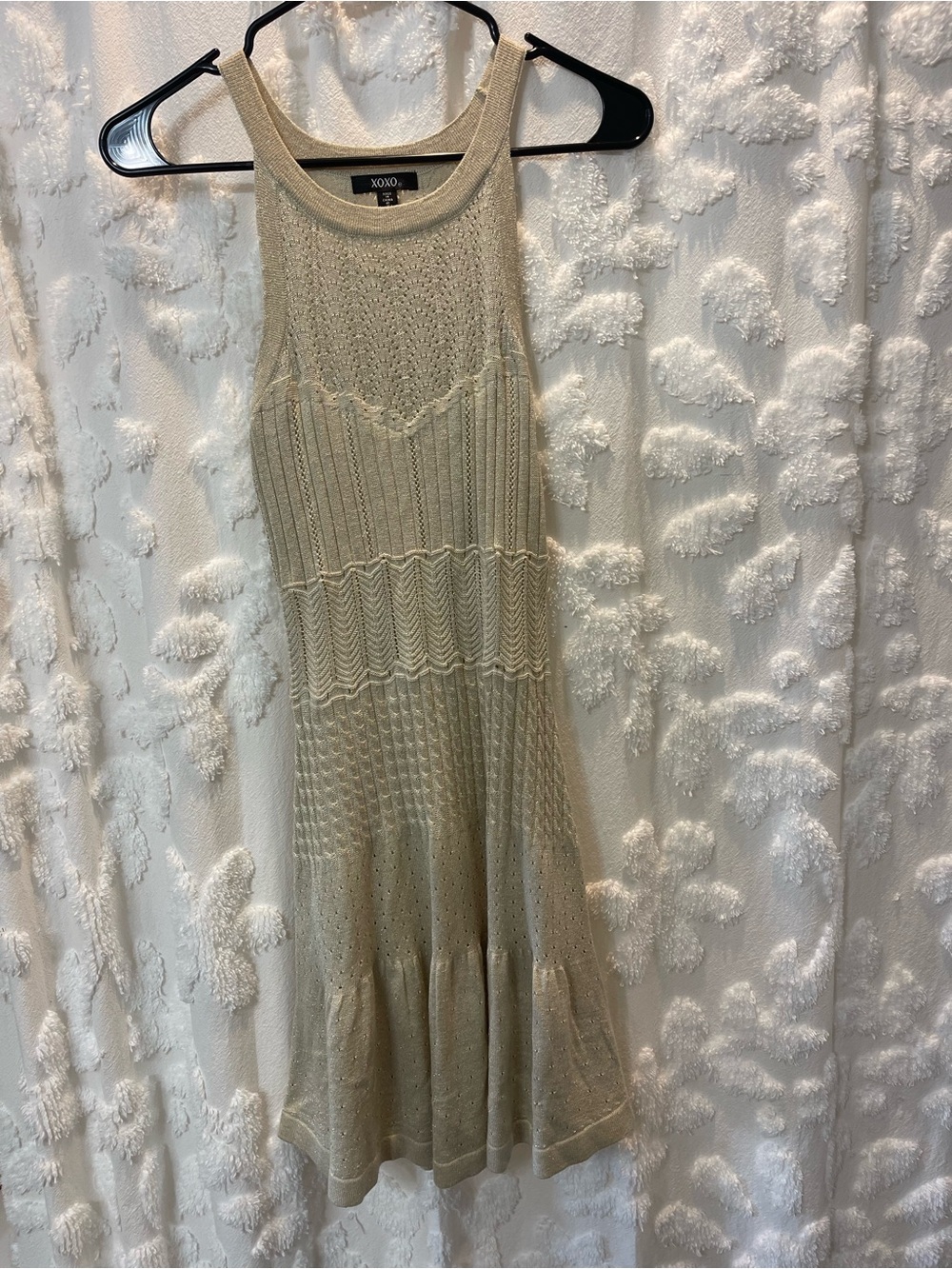 vintage XOXO Gold knit dress with sparkles